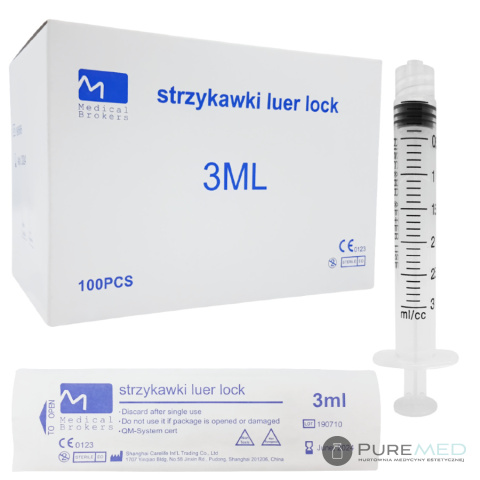 strzykawki luer lock 3ml 10 sztuk