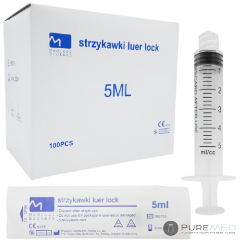 Strzykawki typu luer lock 5ml 100 sztuk strzykawki pobraniowe do medycyny estetycznej