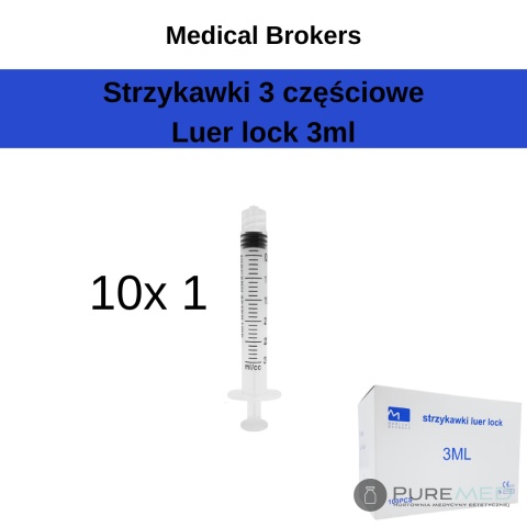 Strzykawki luer lock 3ml 10 sztuk