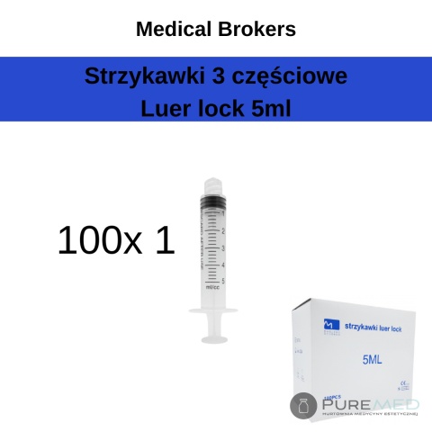 Strzykawki luer lock 5ml 100 sztuk