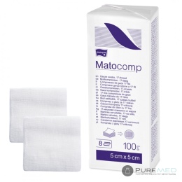 Matocomp niejałowe kompresy z gazy 13-nitkowej 100 szt. 10x10cm
